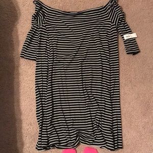 Old Navy black and white off shoulder swing dress